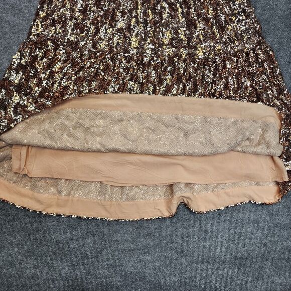 Anthropologie MAEVE Dress Womens Medium Pink Bernadette Sequin Tiered Midi Heavy - Picture 13 of 16